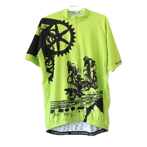 Men Bike Jersey Short Sleeve Full Zip Cyclist Graphics Active Neon Yellow 3XL
